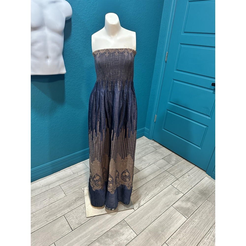 Cirana Women's Strapless Halter Dress OS Plus Blue Iridescent‎ Cottagecore Y2K